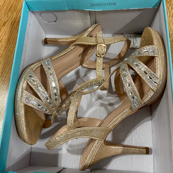 Gold nude diamond heels - Picture 8 of 8